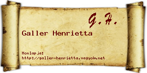 Galler Henrietta névjegykártya